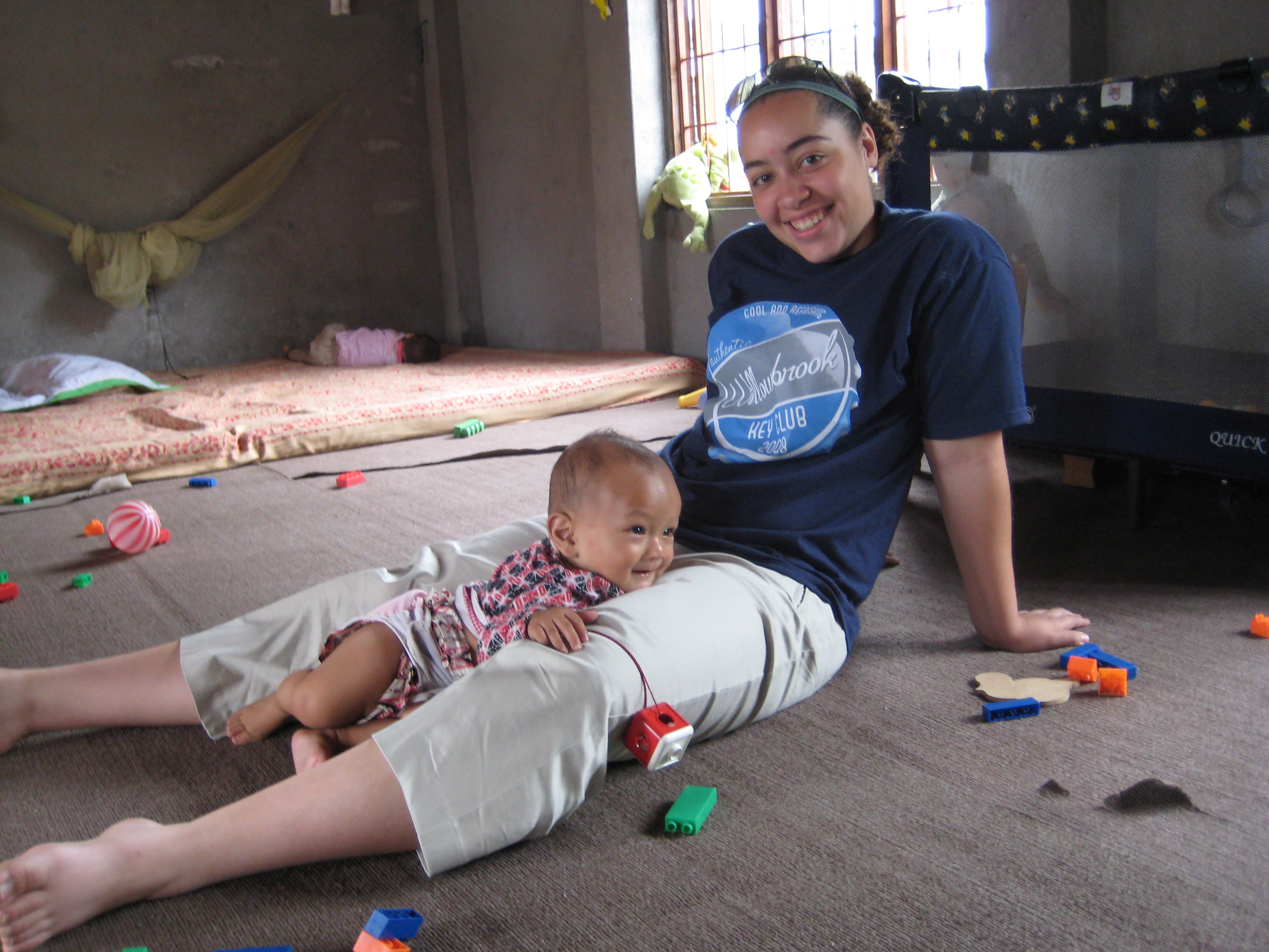 Nepal Teachers Rachel and Britanny Preschool Child